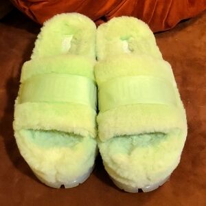 Lime UGG platform slides size 8
